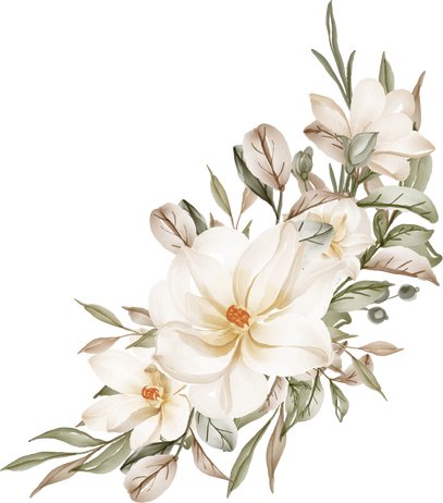 Magnolia White Watercolor Flower Arrangement